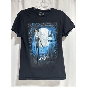 Tim Burton's Corpse Bride T-Shirt Adult S Black Movie Cartoon Short‎ Sleeve Y2K